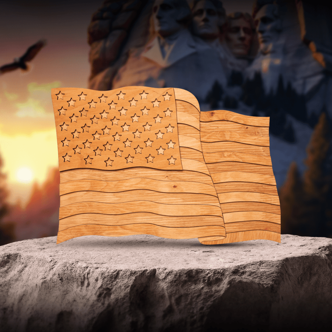 USA FLAG 3D WOOD WALL POSTER - ZeWood