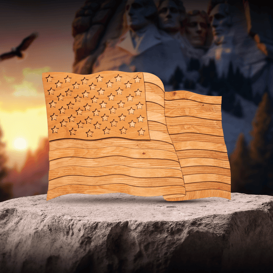 USA FLAG 3D WOOD WALL POSTER - ZeWood