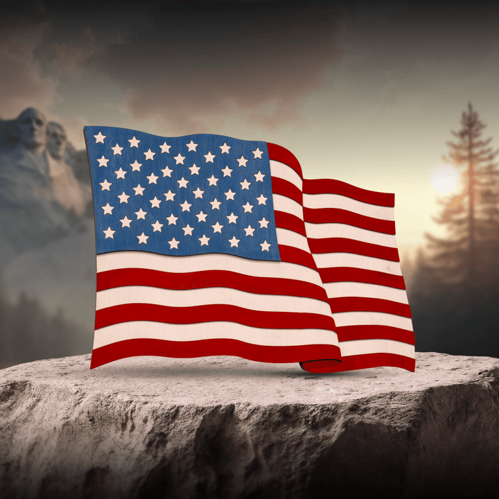 USA FLAG 3D WOOD WALL POSTER