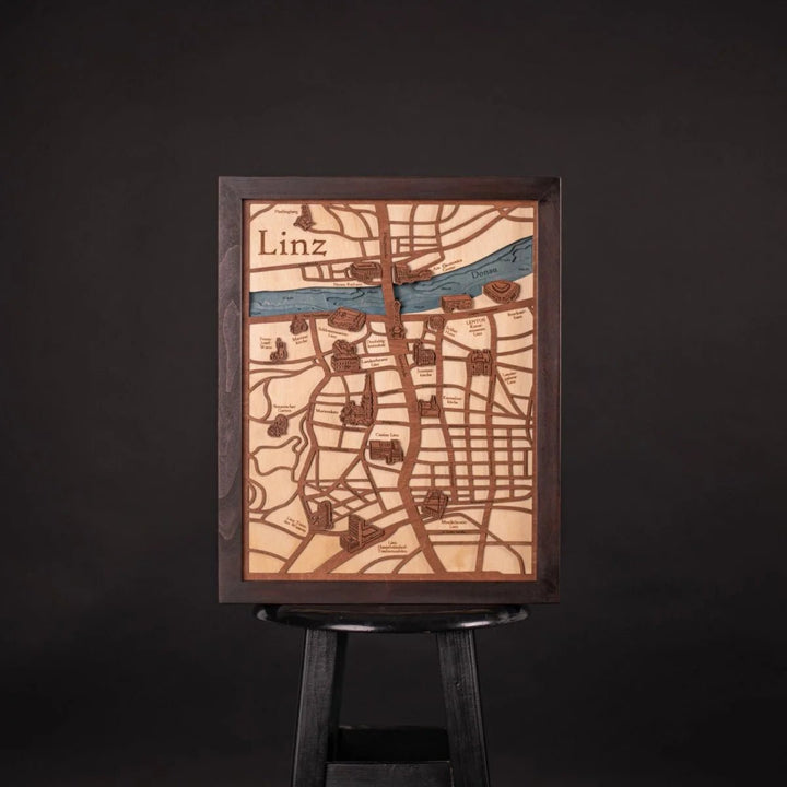 CUSTOM 3D CITY HIGHLIGHTS WOOD MAP