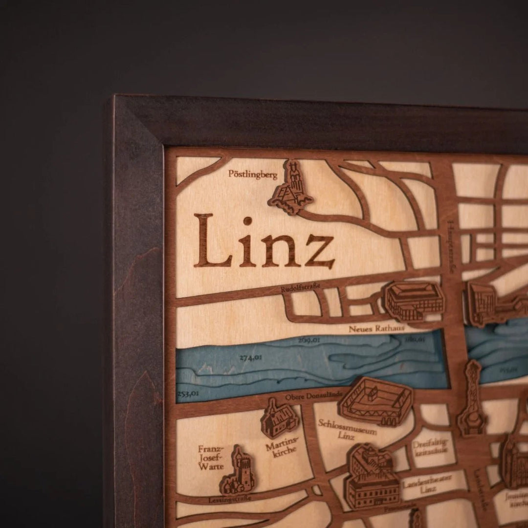 CUSTOM 3D CITY HIGHLIGHTS WOOD MAP - ZeWood