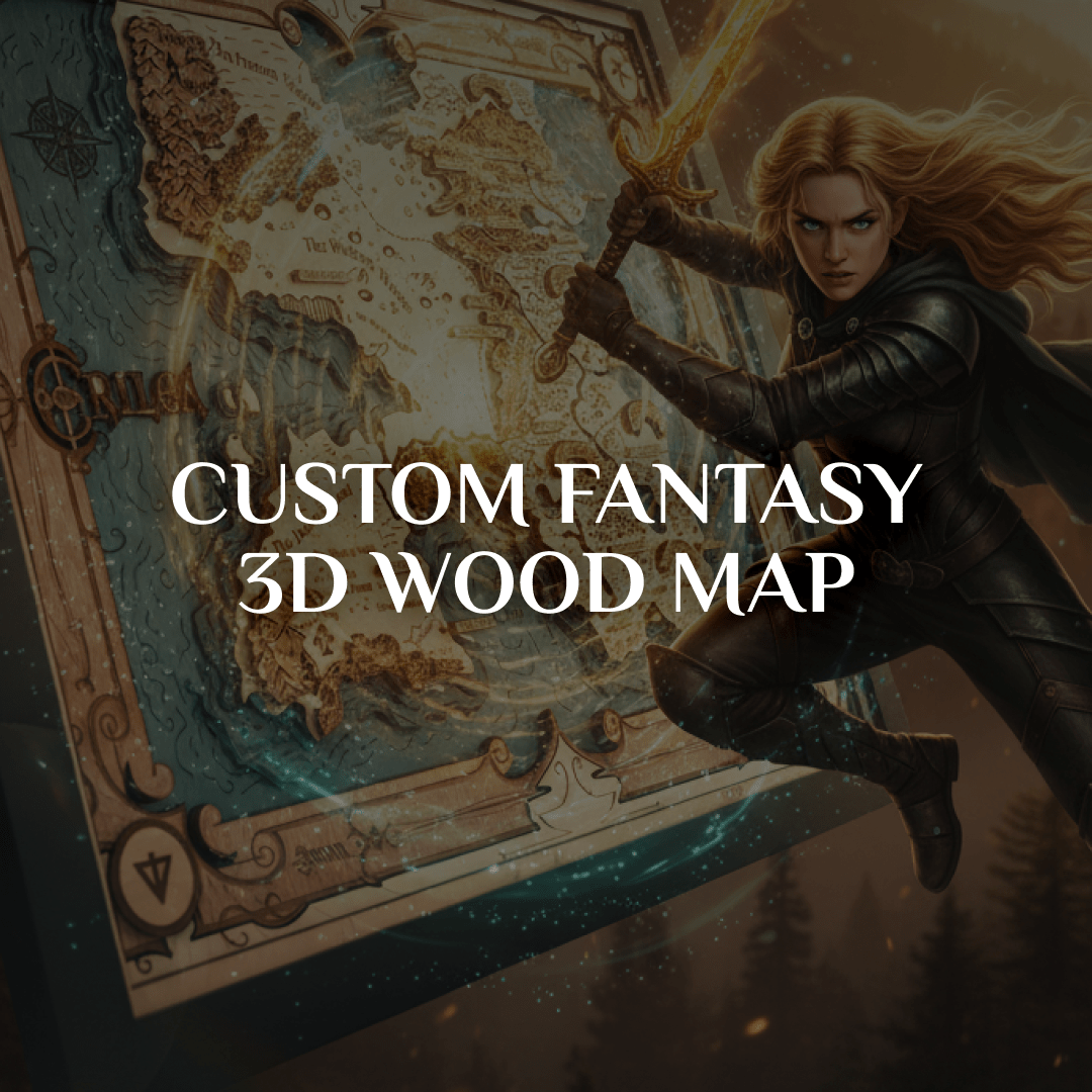 CUSTOM FANTASY 3D WOOD WORLD MAP - ZeWood