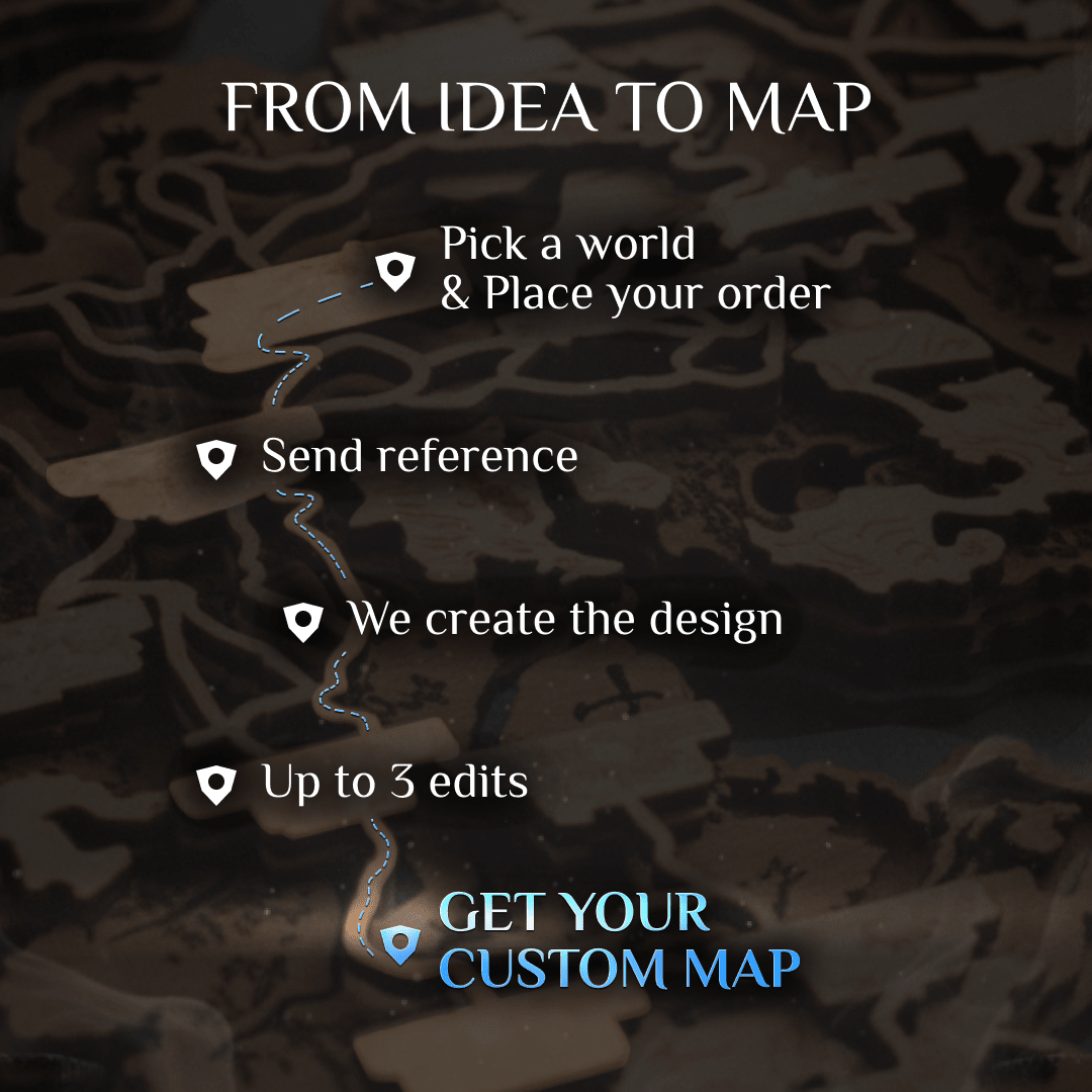 CUSTOM FANTASY 3D WOOD WORLD MAP - ZeWood
