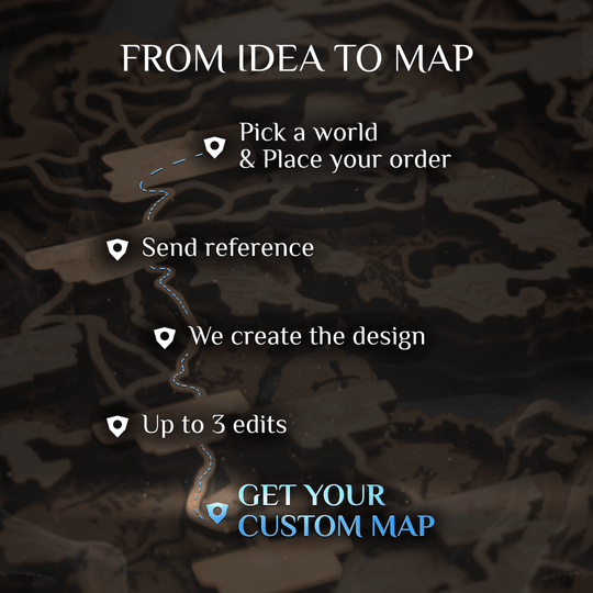 CUSTOM FANTASY 3D WOOD WORLD MAP - ZeWood