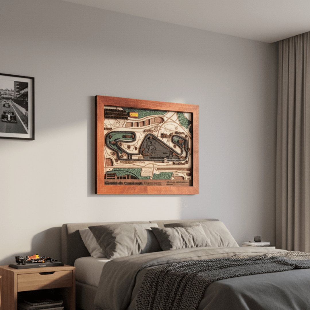 FORMULA 1 CIRCUIT DE BARCELONA - CATALUNYA 3D WOOD MAP - ZeWood