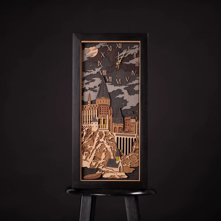 HOGWARTS 3D WALL CLOCK – A Magical Wood Anniversary Gift
