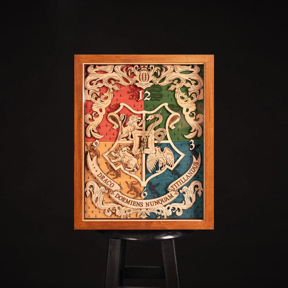 HOGWARTS CREST 3D WALL CLOCK ZeWood Inc.