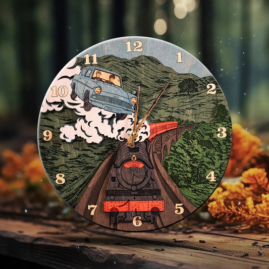 HOGWARTS™ EXPRESS 3D WOOD CLOCK - ZeWood