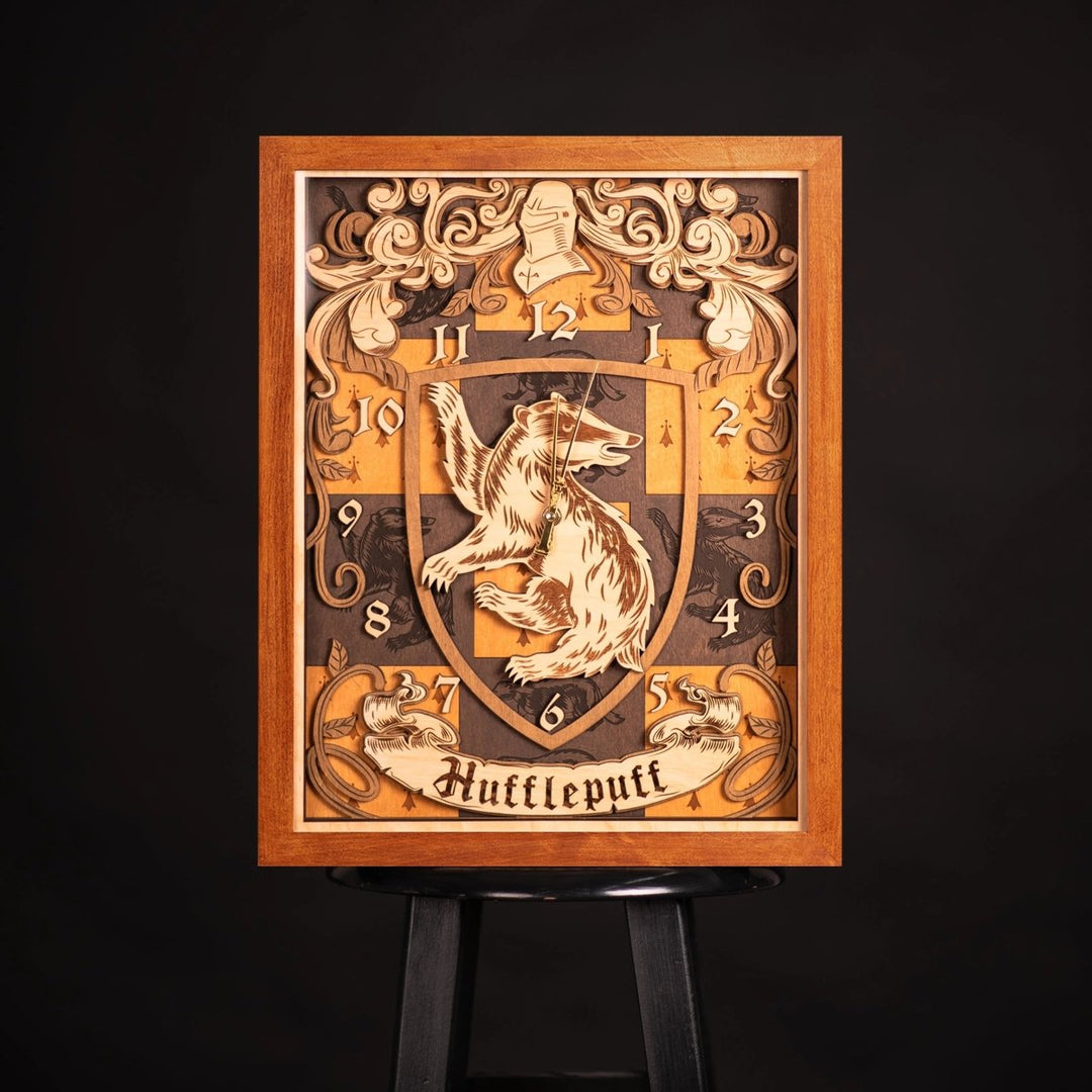 HUFFLEPUFF 3D WALL CLOCK - ZeWood