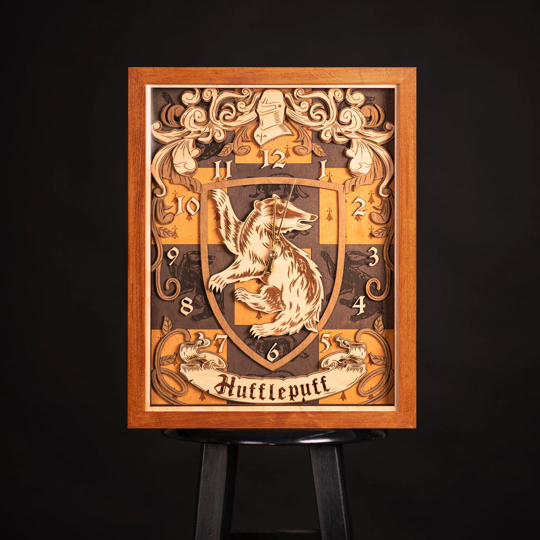 HUFFLEPUFF 3D WALL CLOCK ZeWood Inc.