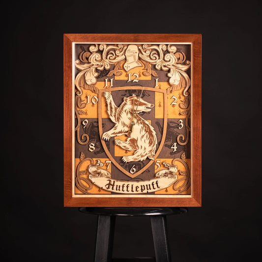 HUFFLEPUFF™ 3D WOOD WALL CLOCK - ZeWood