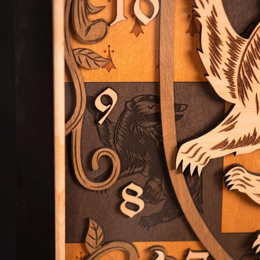 HUFFLEPUFF 3D WALL CLOCK - ZeWood