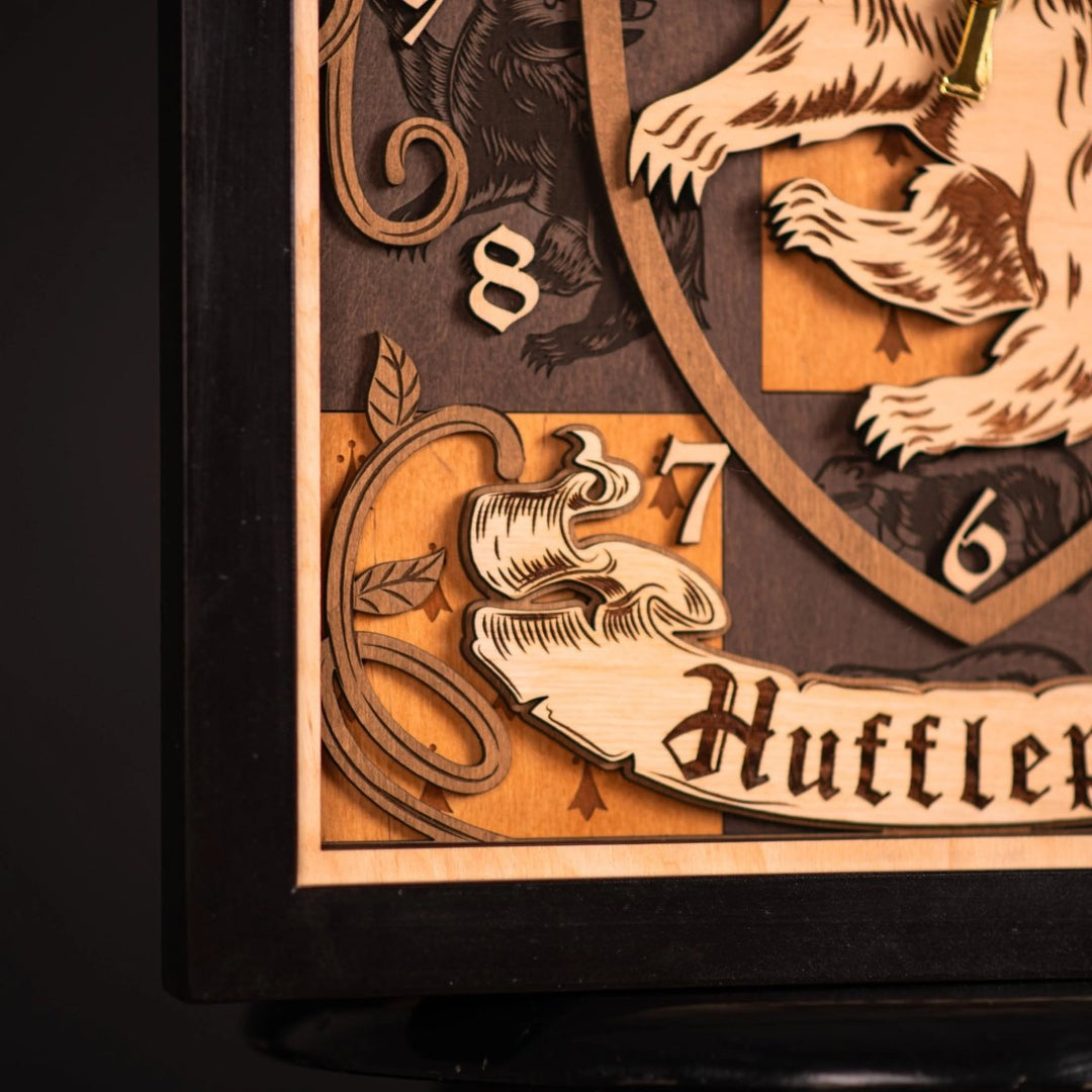 HUFFLEPUFF 3D WALL CLOCK - ZeWood