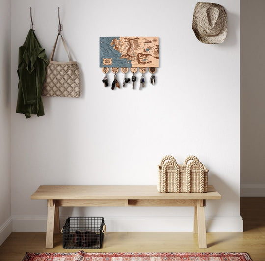 MIDDLE EARTH™ 3D WOOD KEY HOLDER WITH KEYCHAINS - ZeWood