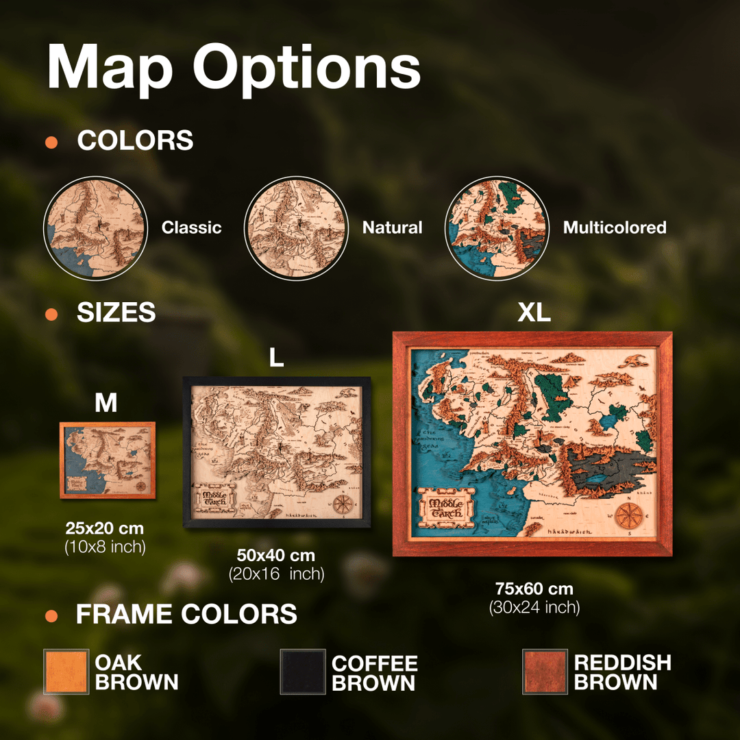 MIDDLE EARTH™ 3D WOOD MAP – a legendary wood anniversary gift - ZeWood
