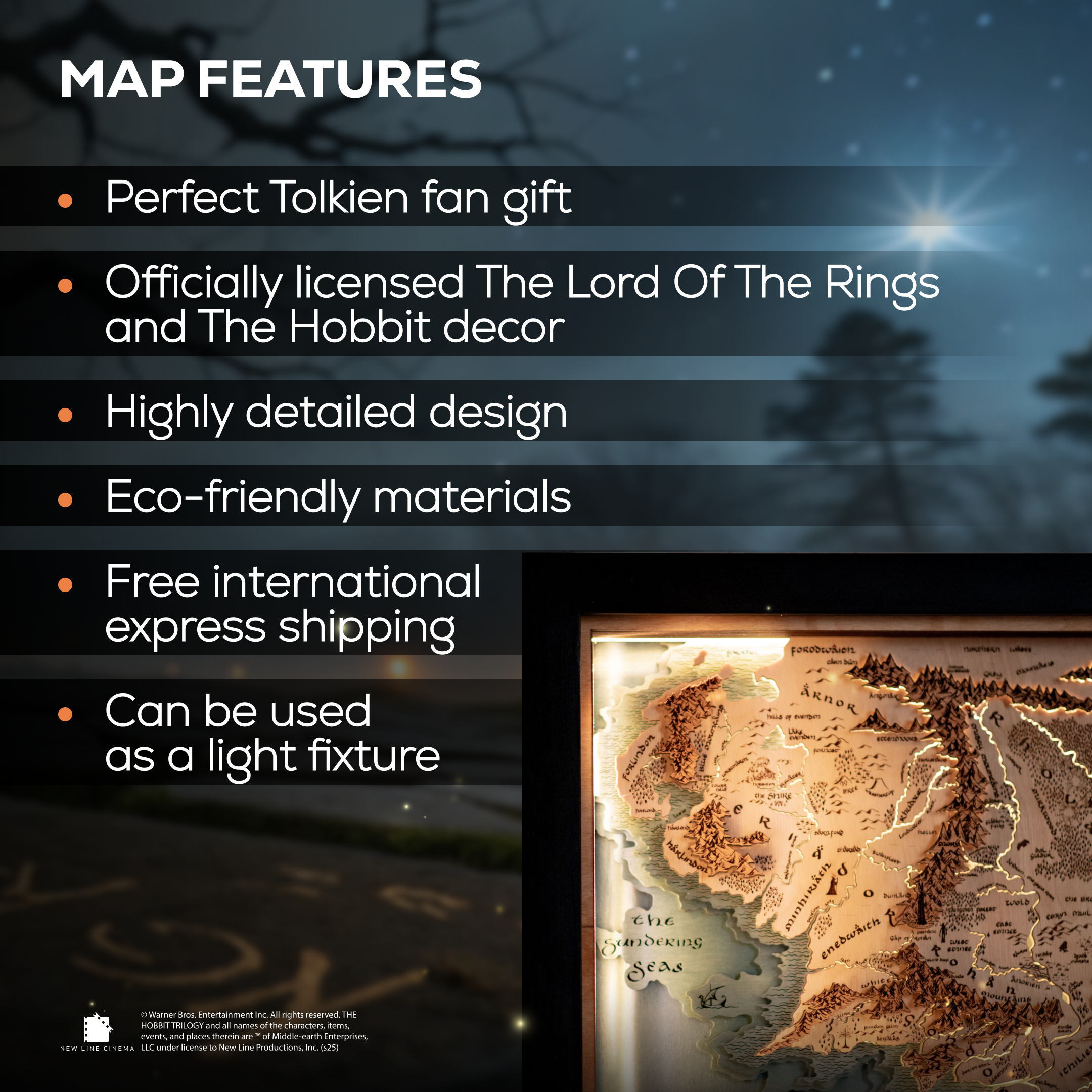 MIDDLE EARTH™ 3D WOOD MAP