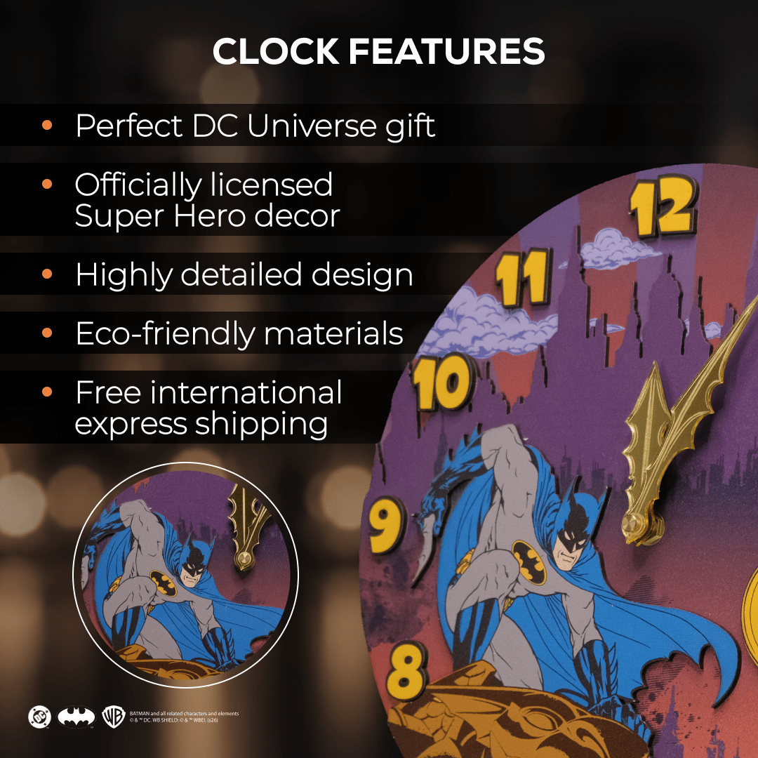 BATMAN™ DARK KNIGHT 3D WALL CLOCK - ZeWood