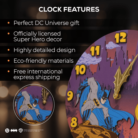 BATMAN™ DARK KNIGHT 3D WALL CLOCK - ZeWood