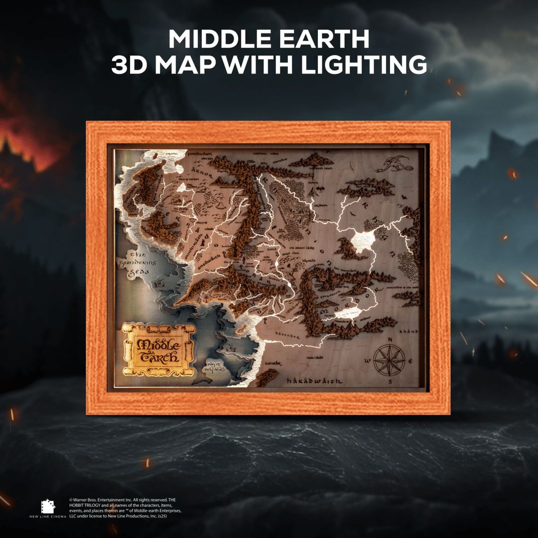 HANDCRAFTED MIDDLE EARTH™ 3D WOOD MAP - OFFICIALLY LICENSED - ZeWood