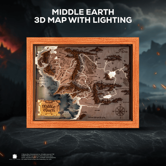 HANDCRAFTED MIDDLE EARTH™ 3D WOOD MAP - OFFICIALLY LICENSED - ZeWood