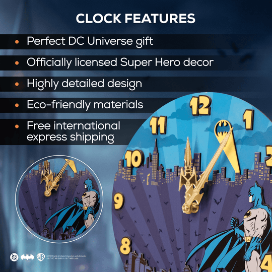 BATMAN™ GOTHAM SKYLINE 3D WALL CLOCK - ZeWood