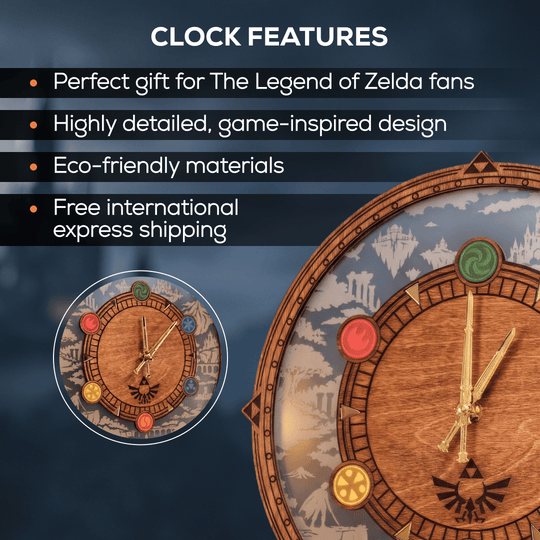 HYRULE ECHOES OF TIME WOODEN 3D WALL CLOCK - ZeWood
