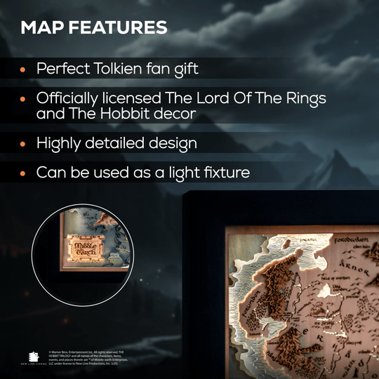 HANDCRAFTED MIDDLE EARTH™ 3D WOOD MAP - OFFICIALLY LICENSED - ZeWood