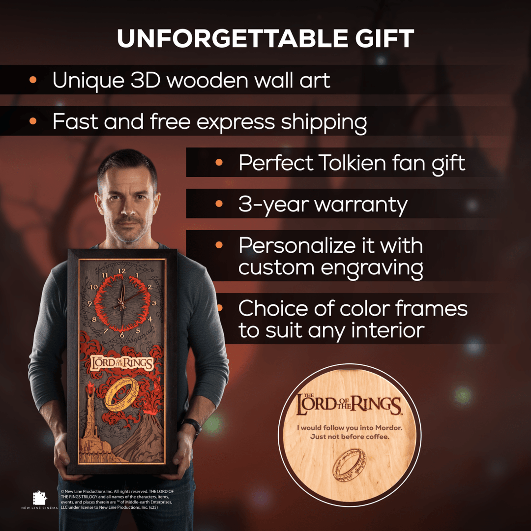 THE LORD OF THE RINGS™ 3D WOOD WALL CLOCK - ZeWood