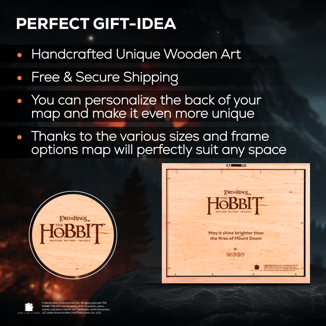 HANDCRAFTED MIDDLE EARTH™ 3D WOOD MAP - OFFICIALLY LICENSED - ZeWood