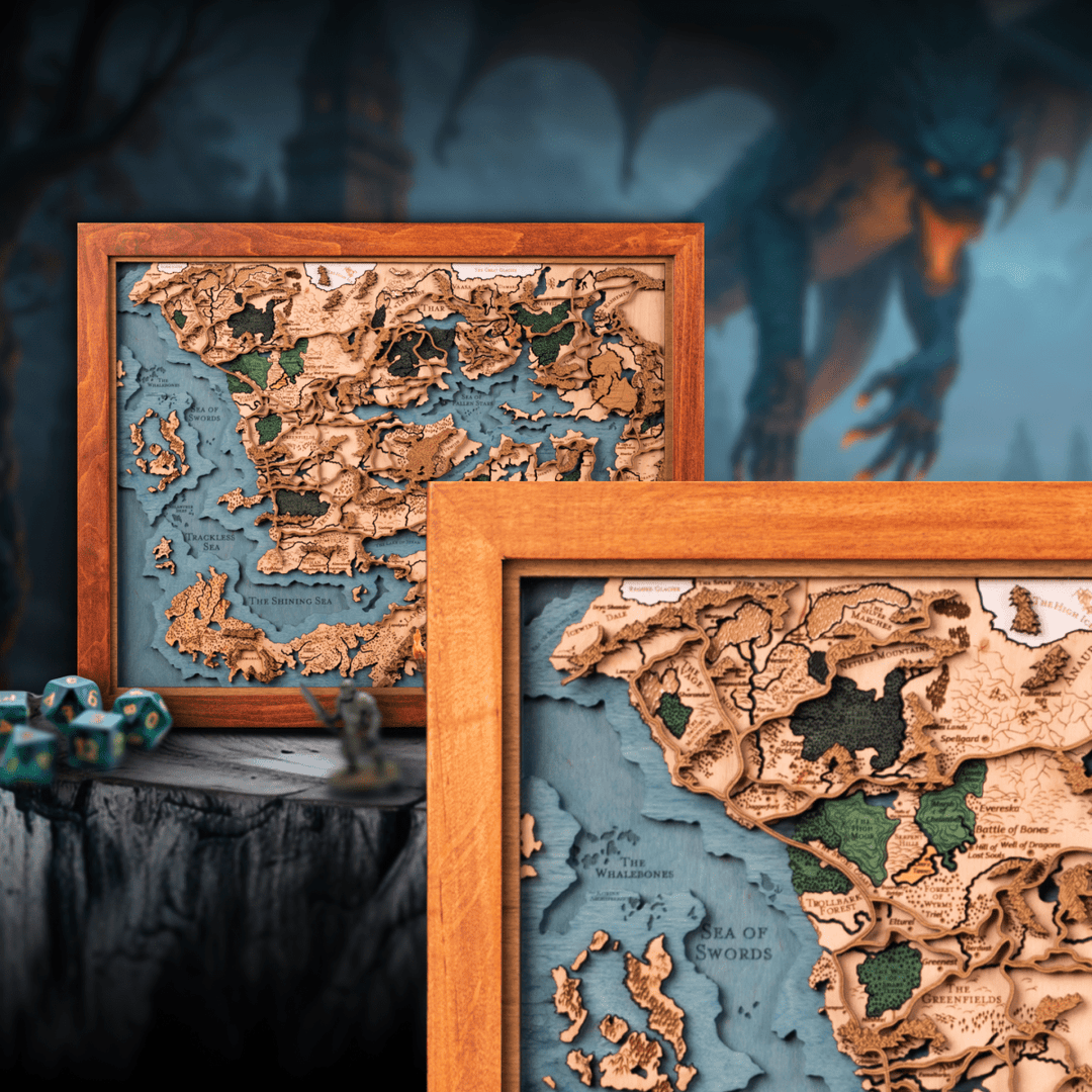 FANTASY WORLD 3D WOOD MAP - ZeWood