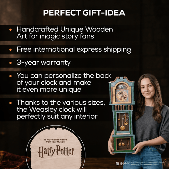 HANDCRAFTED WEASLEY™ MAGICAL 3D WOOD CLOCK - OFFICIALLY LICENSED - ZeWood