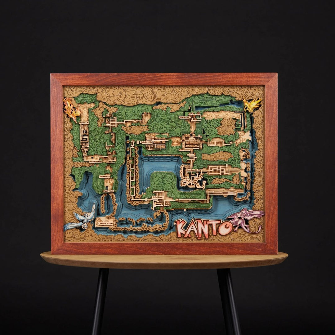 KANTO 3D WOOD MAP - ZeWood