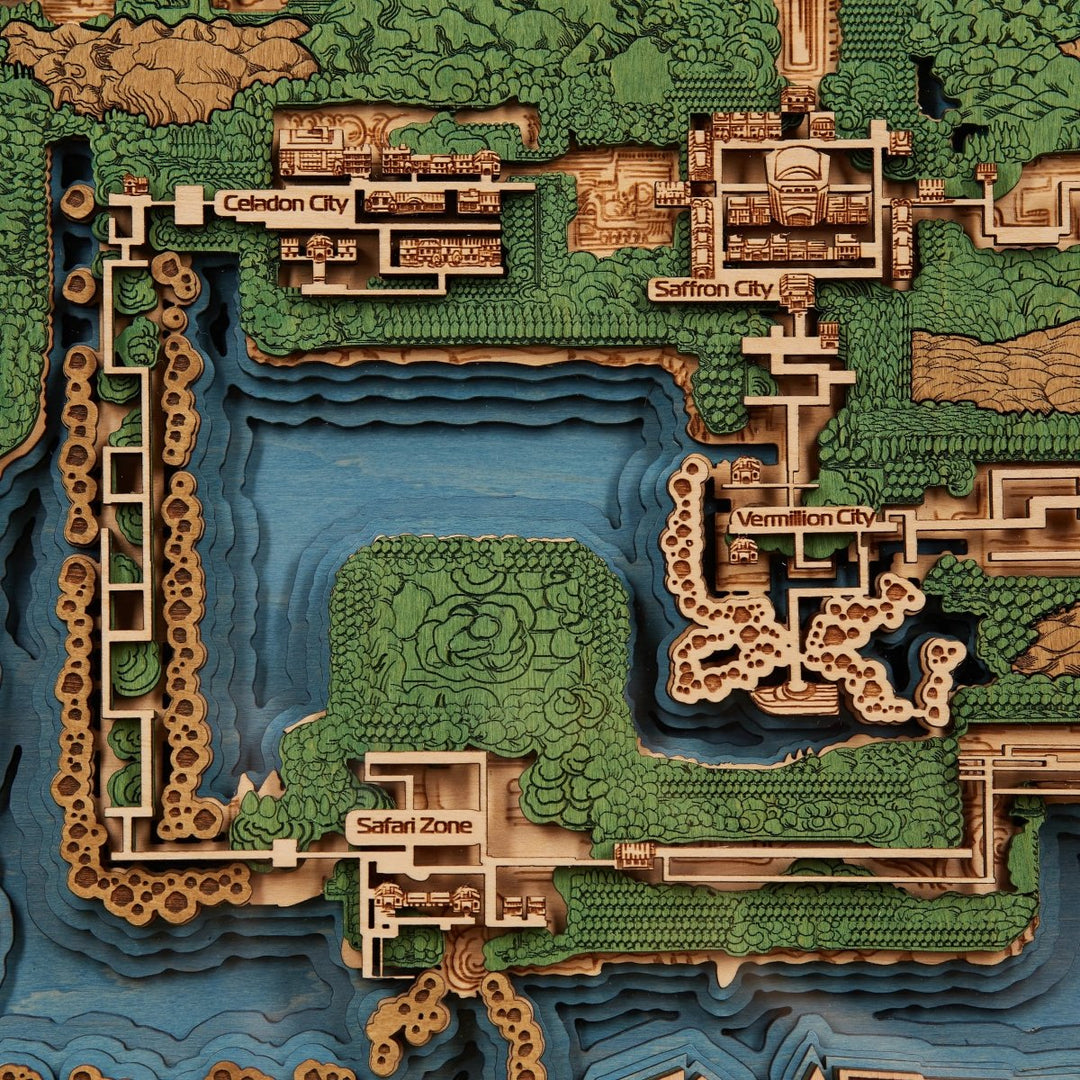 KANTO 3D WOOD MAP - ZeWood