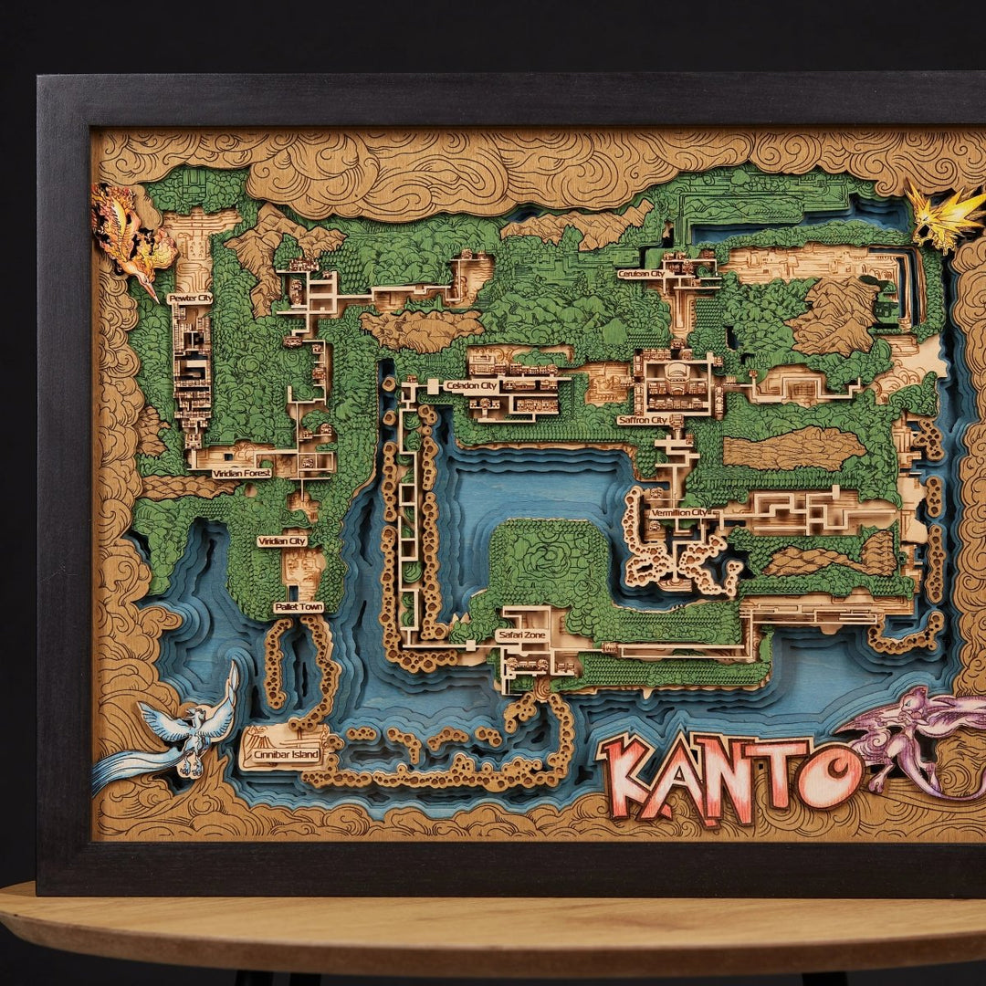 KANTO 3D WOOD MAP - ZeWood