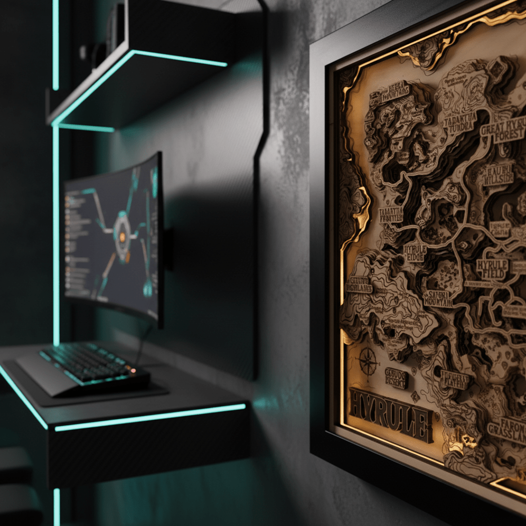 THE HYRULE 3D WOOD MAP 2.0 NATURAL EDITION - ZeWood