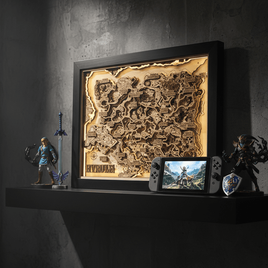 THE HYRULE 3D WOOD MAP 2.0 NATURAL EDITION - ZeWood