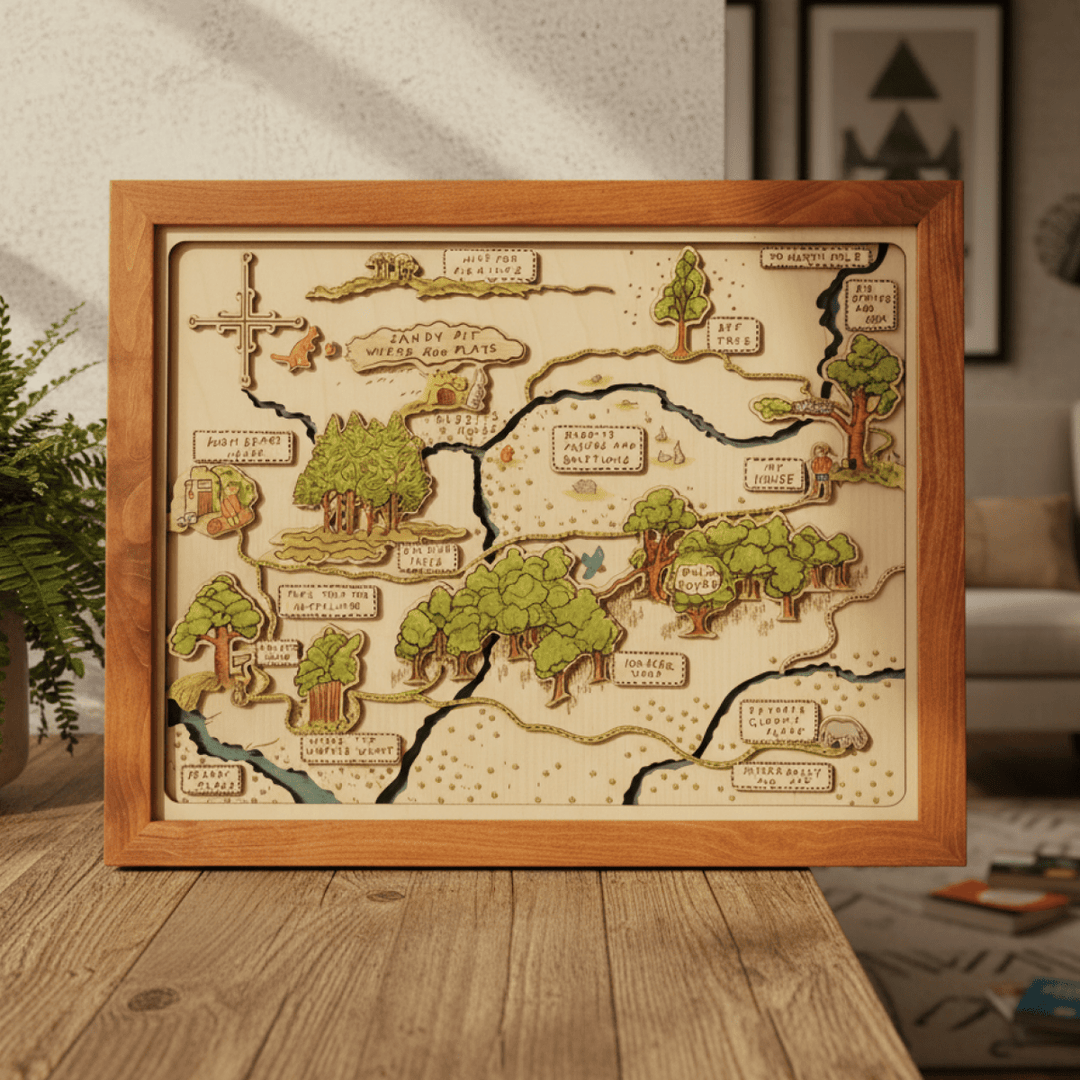 WINNIE THE POOH 3D WOOD MAP - ZeWood