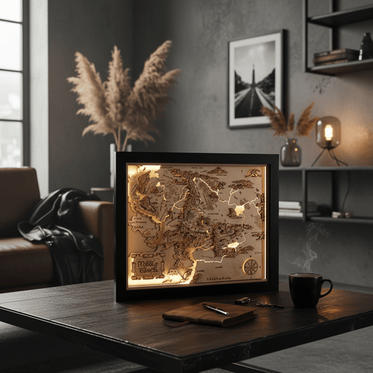 3D MIDDLE EARTH™ 3D WOOD MAP NATURAL EDITION - ZeWood