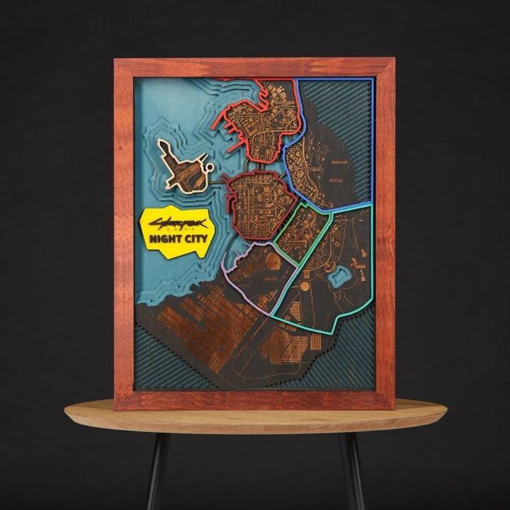 NIGHT CITY 3D WOOD MAP