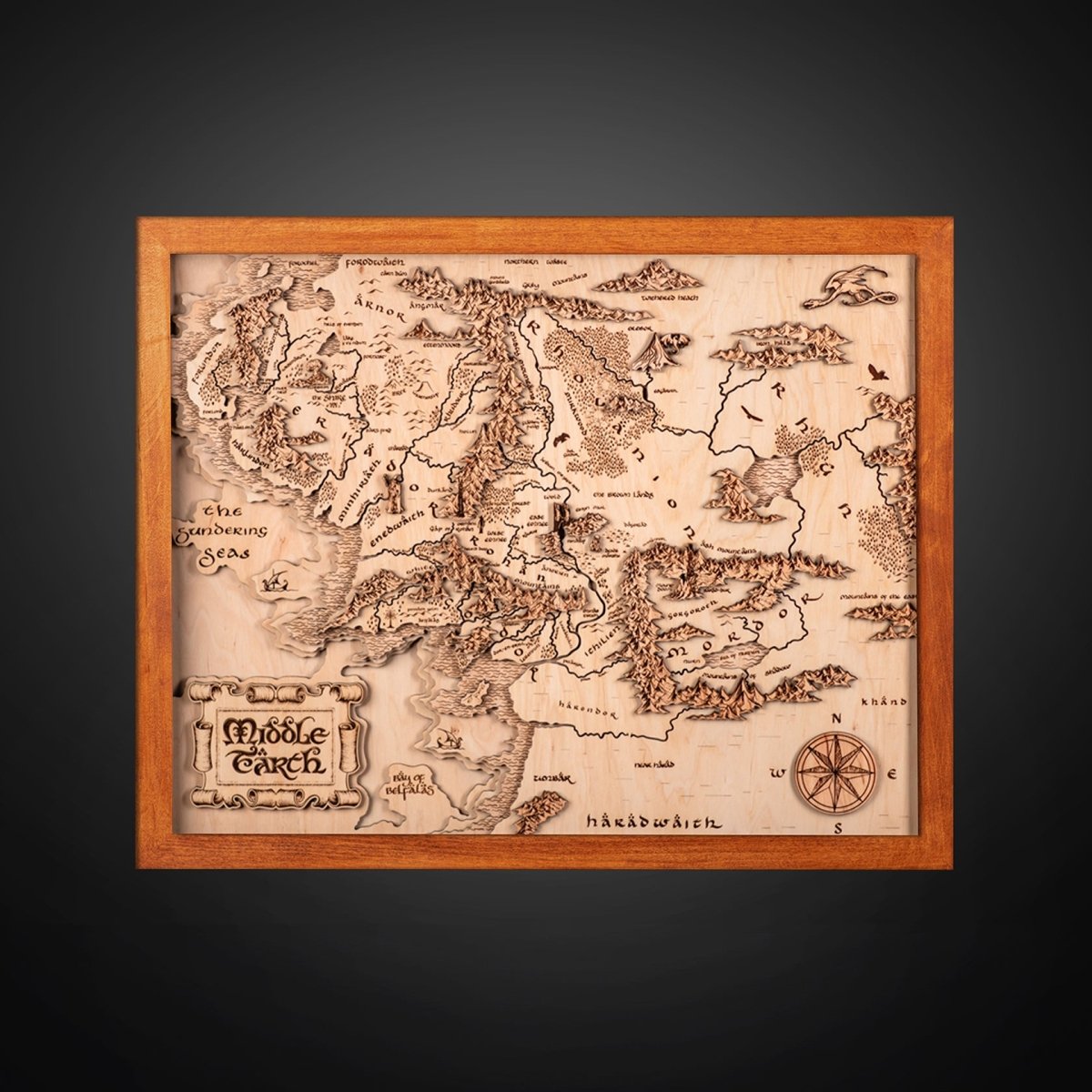 3D MIDDLE EARTH™ 3D WOOD MAP NATURAL EDITION – ZeWood