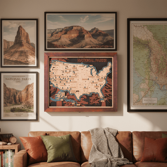 US 3D WOOD MAP OF NATIONAL PARKS - ZeWood