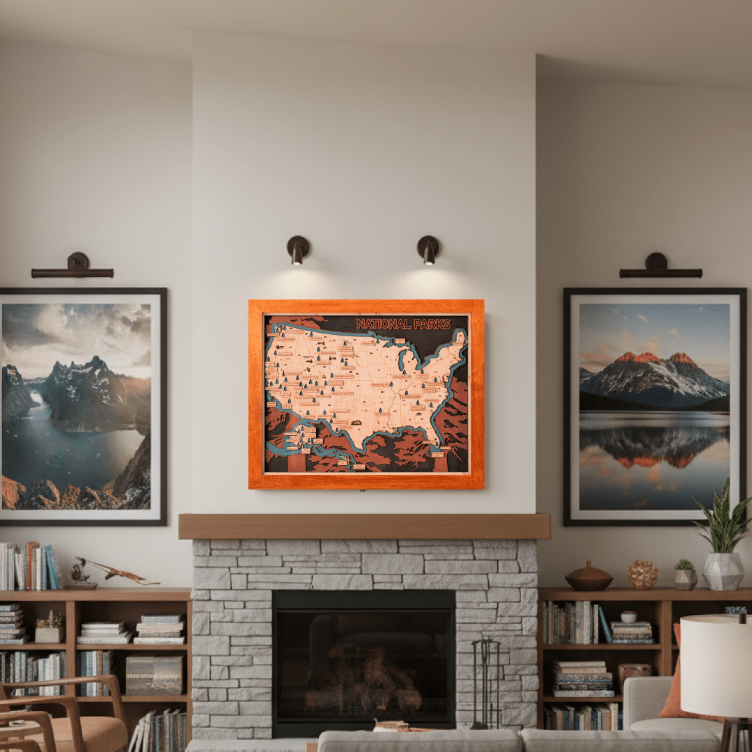 US 3D WOOD MAP OF NATIONAL PARKS - ZeWood