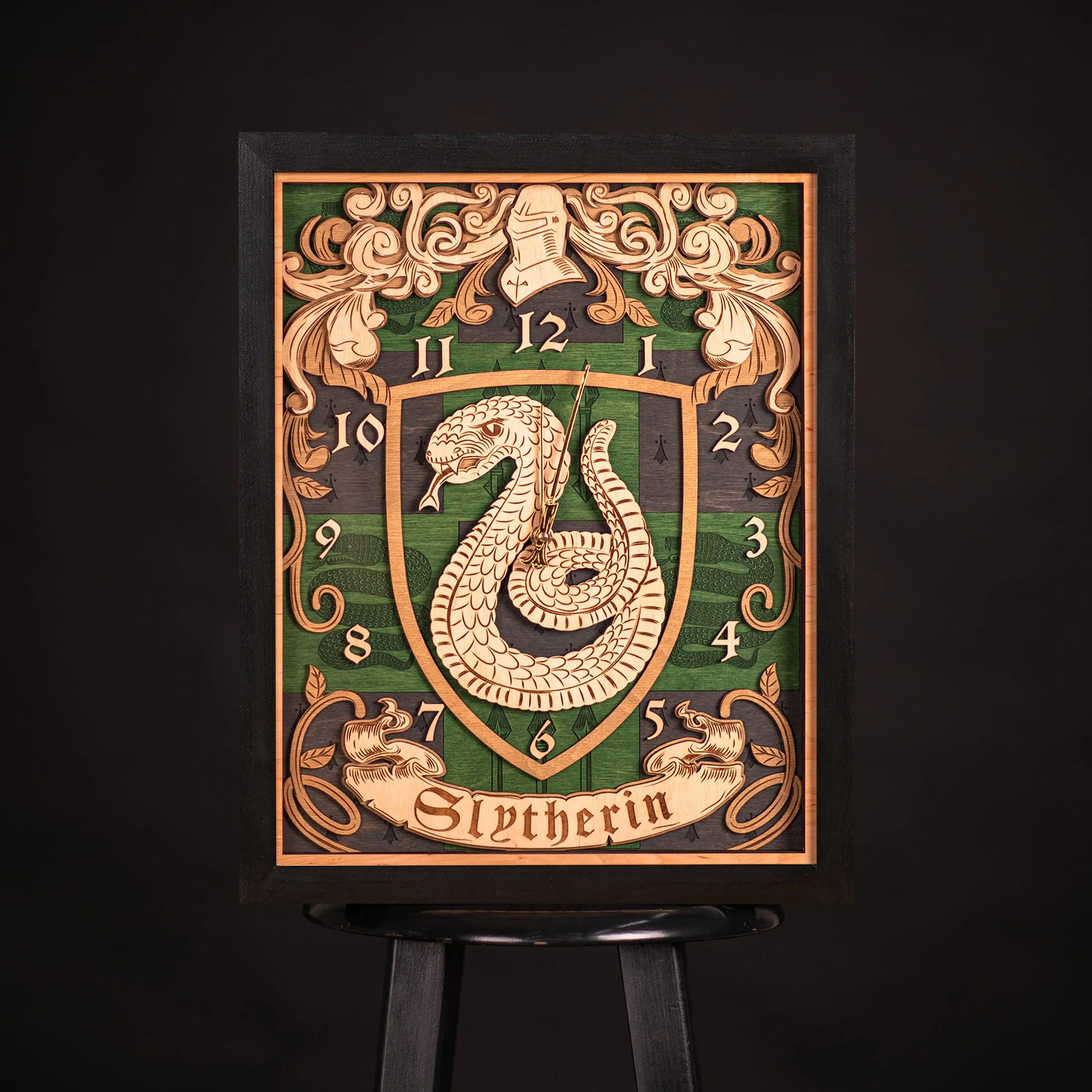 SLYTHERIN 3D WALL CLOCK ZeWood Inc.