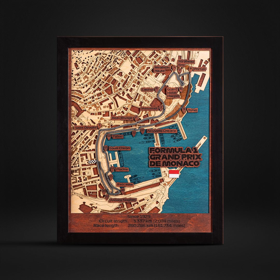 FORMULA 1 GRAND PRIX DE MONACO 3D WOOD MAP - ZeWood