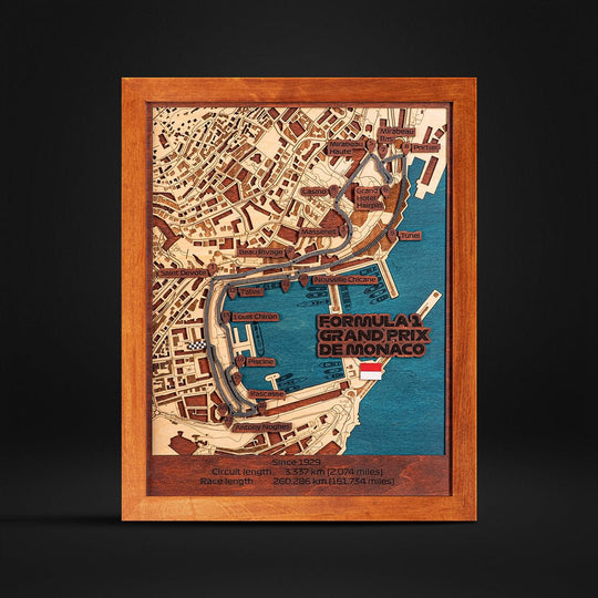 FORMULA 1 GRAND PRIX DE MONACO 3D WOOD MAP - ZeWood