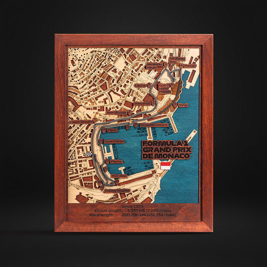 FORMULA 1 GRAND PRIX DE MONACO 3D WOOD MAP - ZeWood