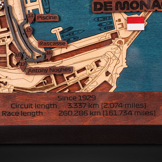 FORMULA 1 GRAND PRIX DE MONACO 3D WOOD MAP - ZeWood