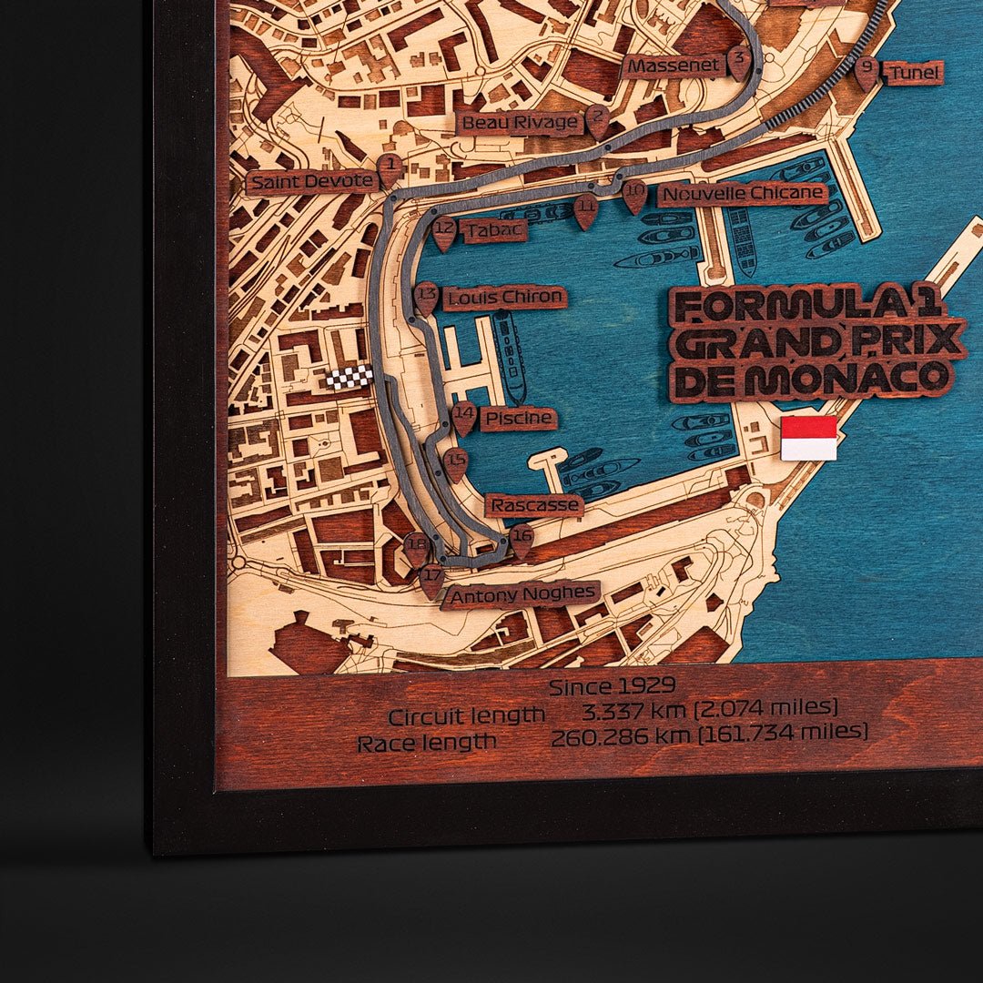 FORMULA 1 GRAND PRIX DE MONACO 3D WOOD MAP - ZeWood