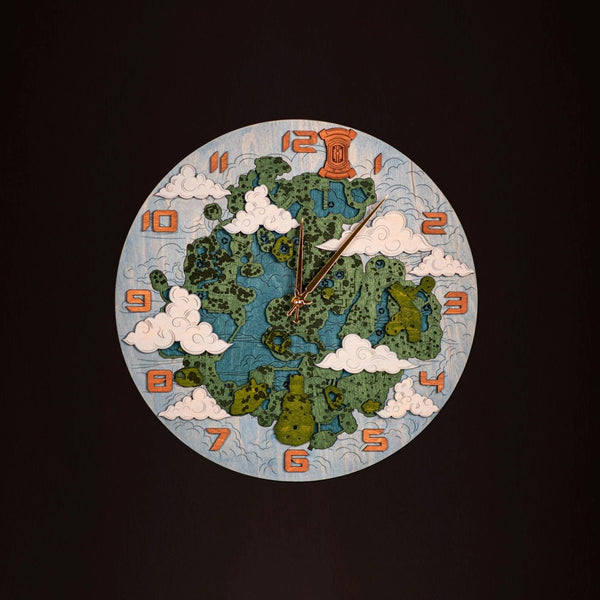 THE HYRULE 3D WOOD CLOCK - GREAT SKY ISLAND - ZeWood