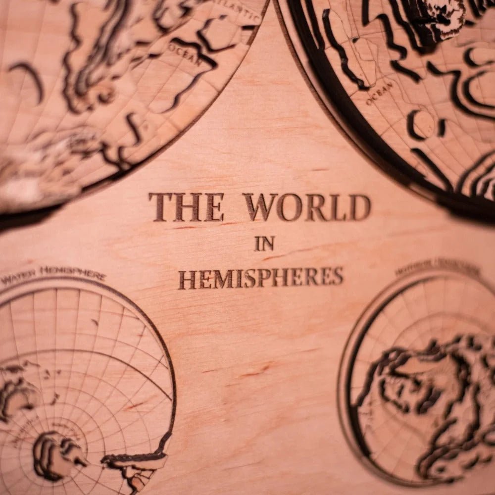 THE WORLD IN HEMISPHERES 3D MAP - ZeWood